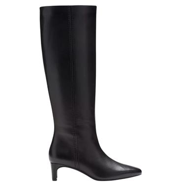 CLARKS WOMENS LEATHER ZIP HIGH LEG BOOT - BLACK